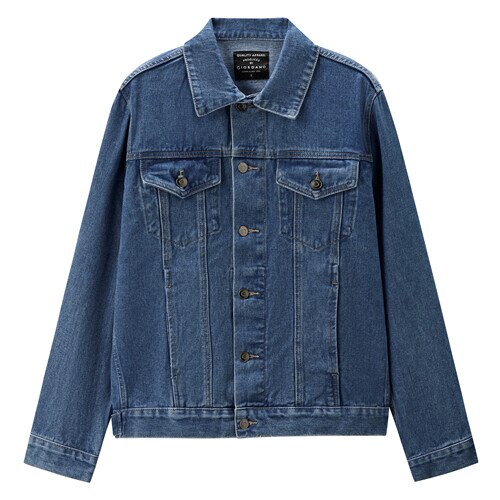 Giordano Men Jackets Turn-down Collar Denim Jacket Cotton Muti-Pockets Soild Causal Jackets 13071886: 76 / XL