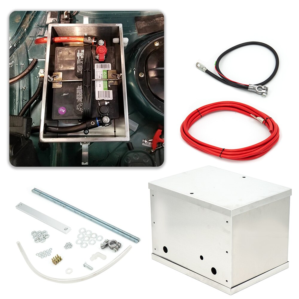 Automotive/Marine Type Complete Aluminum Battery Box Relocation Kit Universal Billet Race Off Road Kit BBRK-01