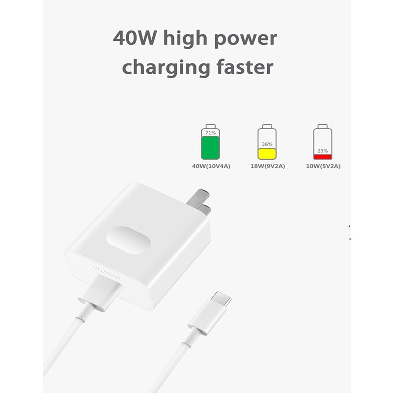 Original huawei supercharge carregador rápido max 40w 10v/4a 5v/4a com 5a cabo huawei p30 p40 nova 5 pro companheiro 30 20 pro magia 2