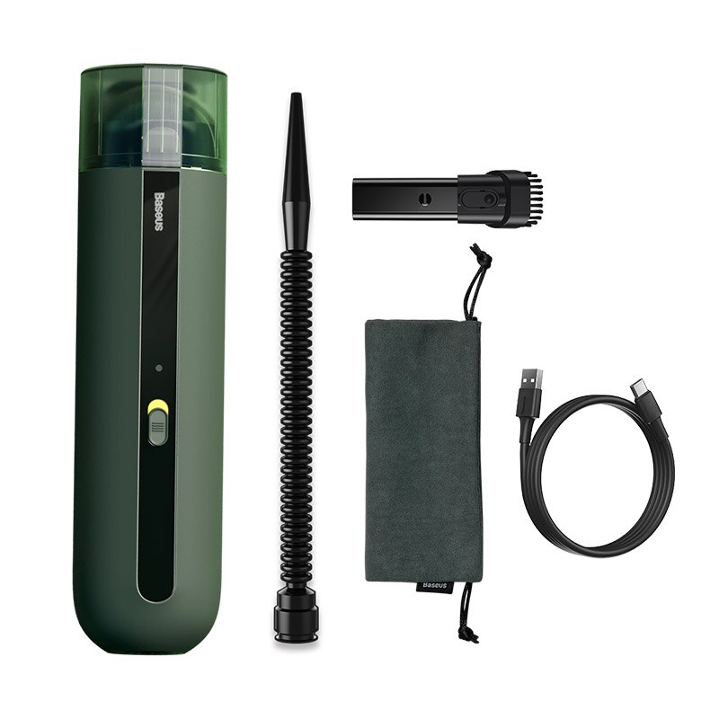 Baseus Draagbare Usb Auto Stofzuiger Draadloze Auto Vacuüm 5000Pa Zuig Handheld Auto Mini Stofzuiger Voor Thuis/auto/Kantoor: Green