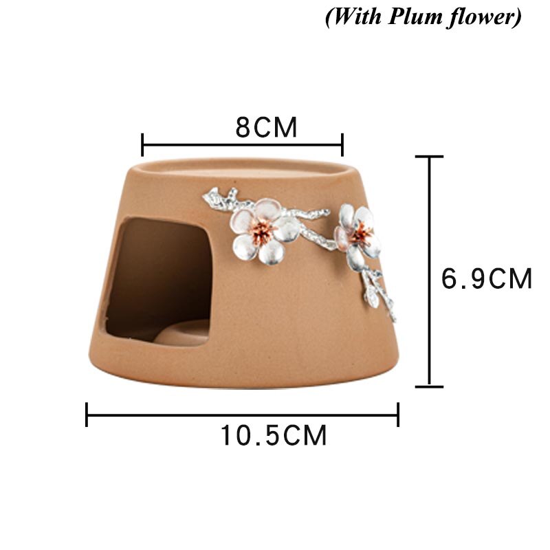 Chinese Keramische Kaars Houder Tin Pruim Bloem Decor Theepot Verwarming Warmer Base Koffie Melk Kaars Thee Fornuis Thee Set Accessoires: D(With flower)