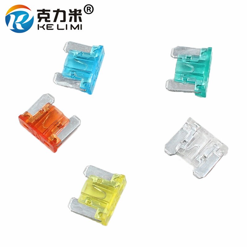 100pcs automotivo pc e liga de zinco de baixo perfil mini fusíveis 5a 7.5a 10a 15a 20a 25a 30a fusível de carro