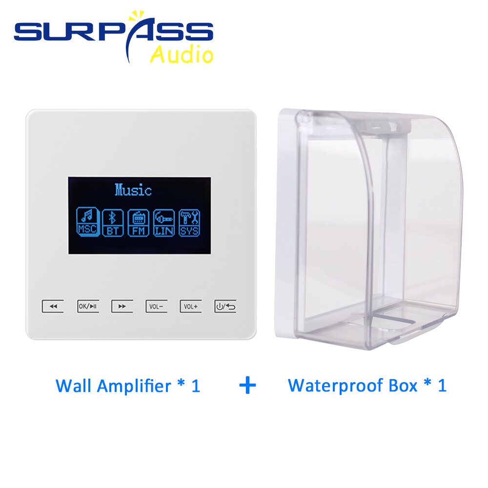 Bluetooth Wall Amplifier Mini bluetooth amplifier Home Audio System Touchkey Background Music Player connect to TV SURPASS: white amp with box