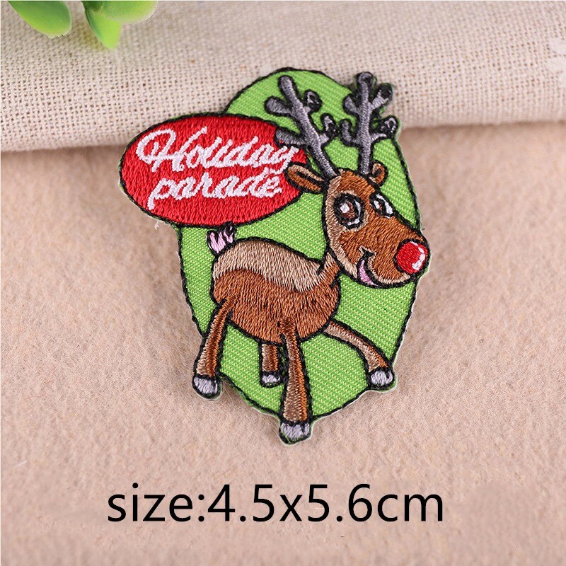 Cartoon Patch Ijzer Op Patches Voor Kleding Streep Kerstmissneeuwman Badges Geborduurd Patches Stickers Op Kleding Diy Applicaties: green