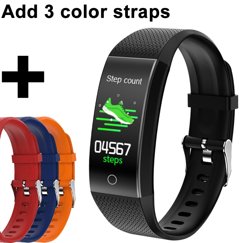 Smart Bracelet Body Temperature Watch Fitness Tracker Bracelet IP68 Waterproof Sport Pedometer Fitness Bracelet Blood Pressure: Add 3 color straps