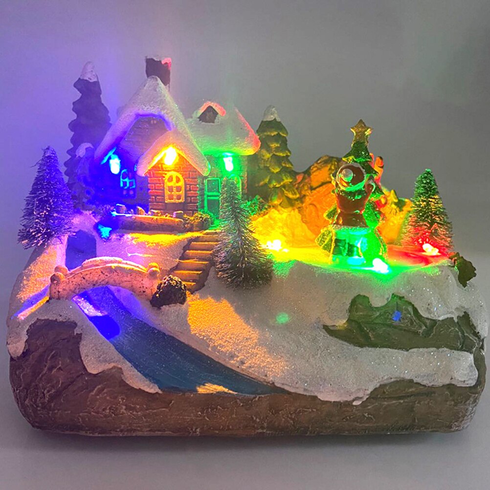 Christmas Snow House Village Decorations with Music LED Light Christmas Village Festival House Home Decorations
