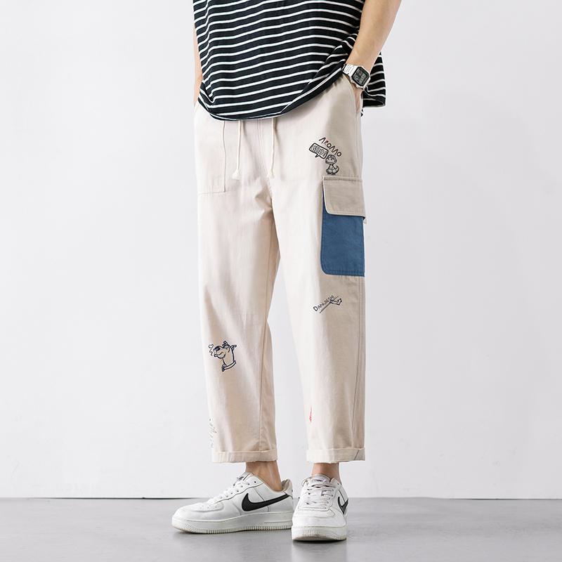 männer Hosen männer Streetwear Hosen Knöchel Länge Atmungs Casual Hosen Outdoor Jogger Hose Sommer Casual Männer Kleidung: M / Beige Wide Leg Pants