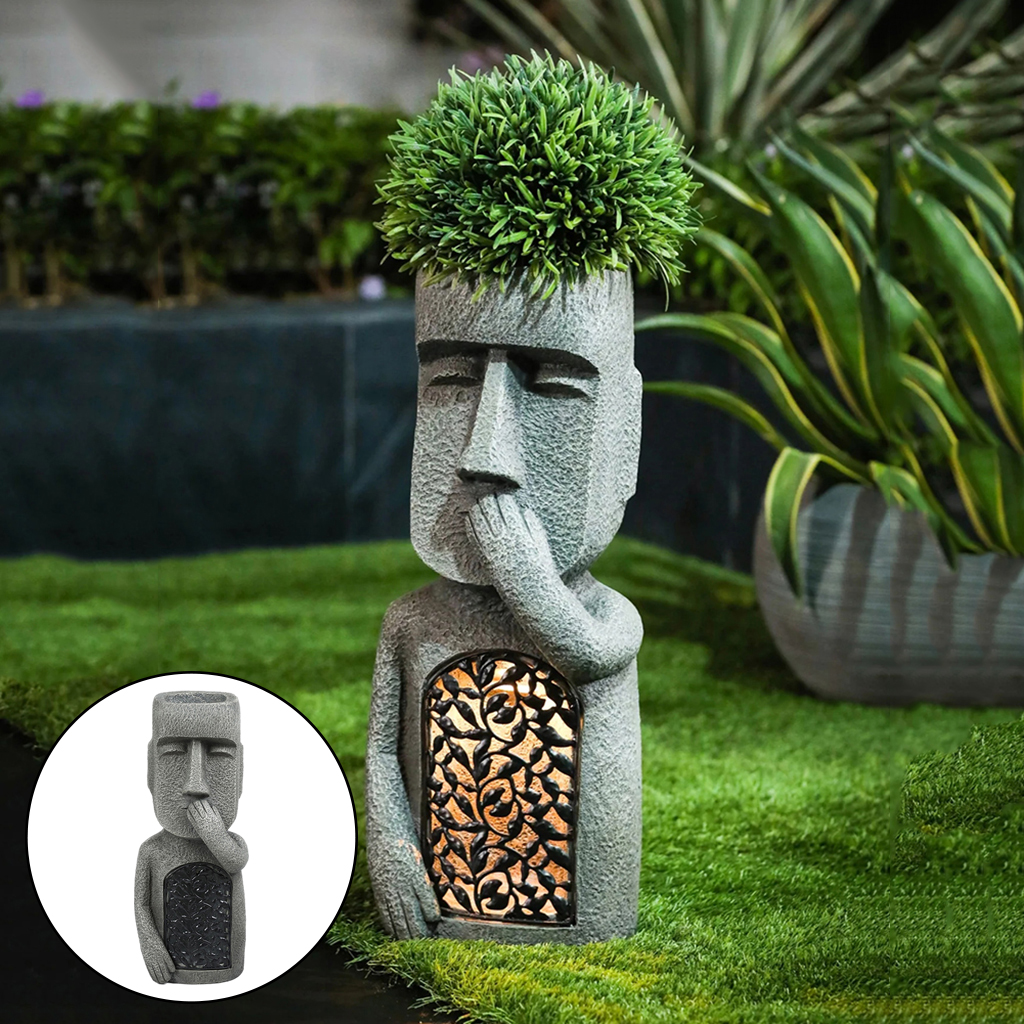Statue de pâques en résine de 10 pouces, Statue Moai Monolith, Sculpture de jardin