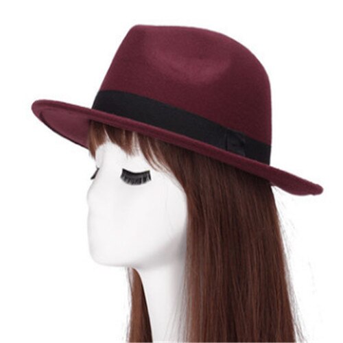 Chapeau fedora vintage pour homme et femme, style trilby, style jazz, style panama, style rétro, unisexe: Vin rouge