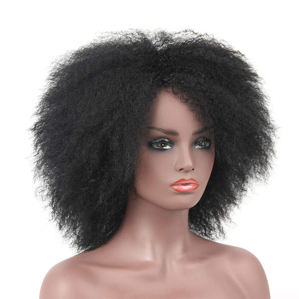 Afro kinky krøllet paryk luftigt hår til sorte kvinder syntetisk varmebestandig kinky krøllet paryk houyan: 2