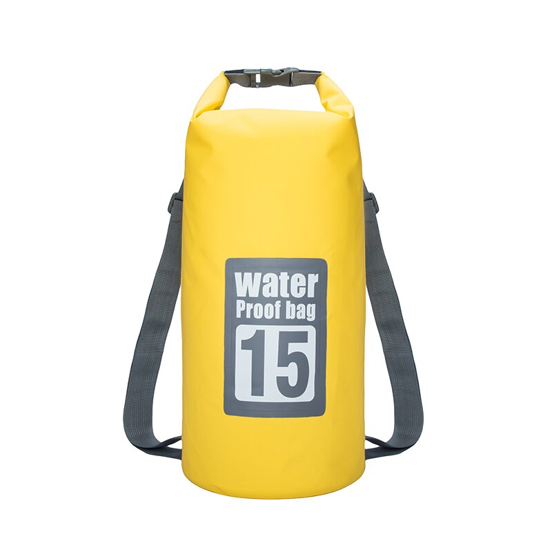 15l vandtæt vandafvisende tørpose sæk opbevaringspakke pose svømning kajak kano flod trekking fiskeri dobbelt stropper: 15l gule