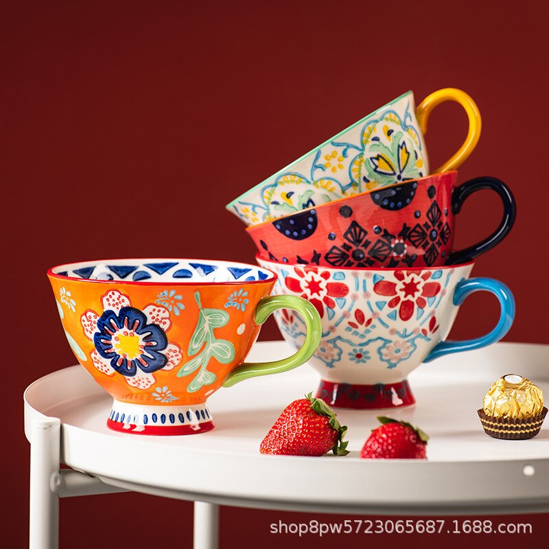 Taza de cerámica grande para desayuno, taza para leche,