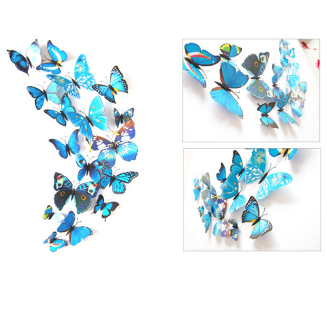 24 stuks 3D-vlinder-muurstickers, rubber, wanddecoratie