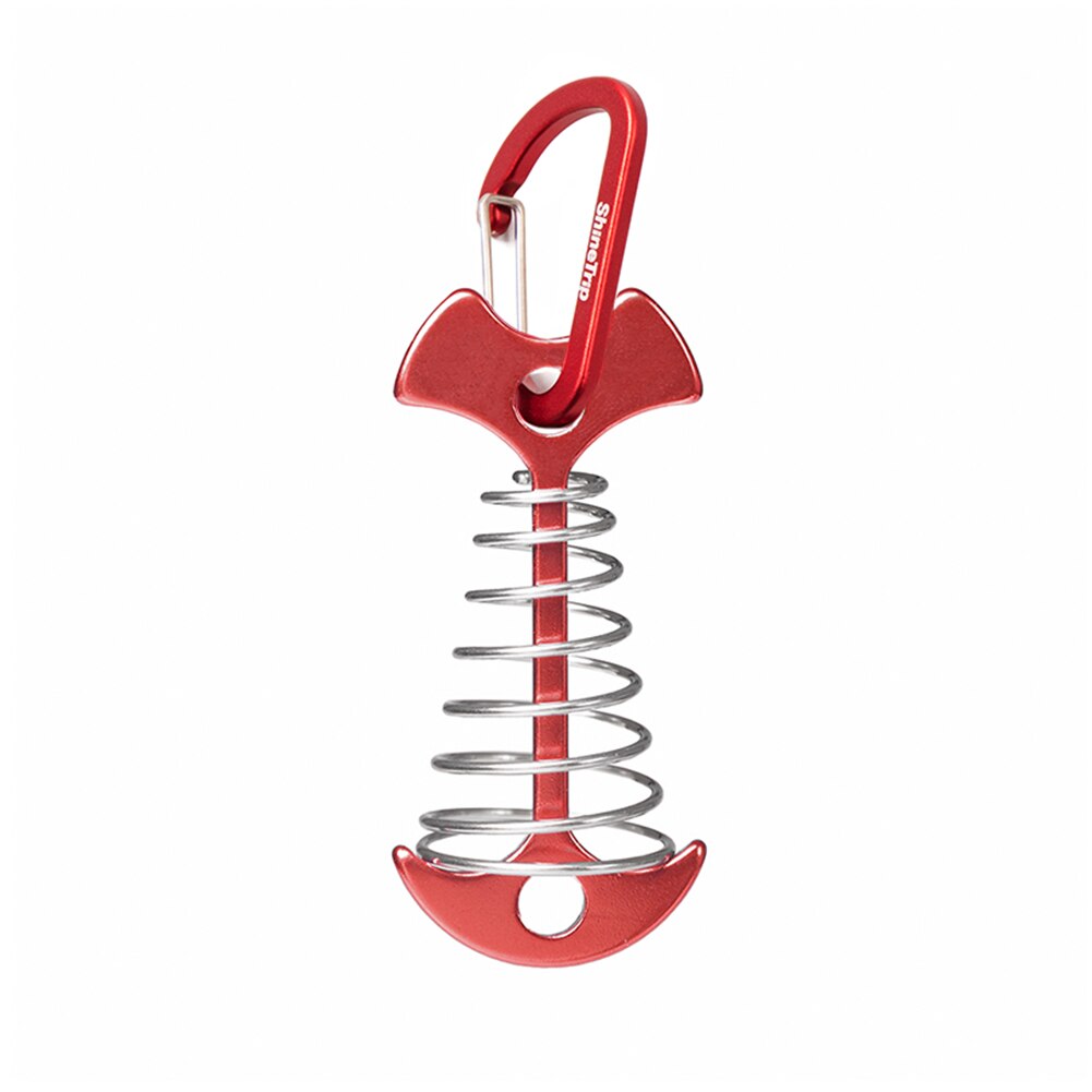 Aluminium-bodenfeder-oktopus-deckheringe mit karabinernägeln, winddichtes zelt, befestigungshaken, schnalle, outdoor-campingausrüstung: Rot
