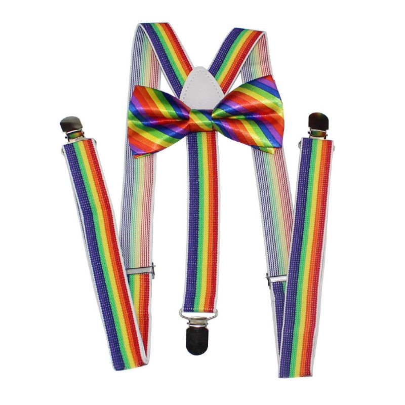 Butterfly clips sæt regnbue stribet førende knude voksen unisex bib bukser erstatning stropper tilbehør: 2