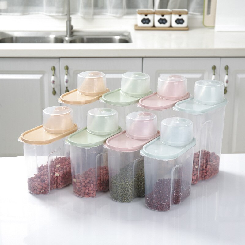 Capacity 2.5L Plastic dry goods sealed cans kitchen large food storage tank storage bucket storage box household grains