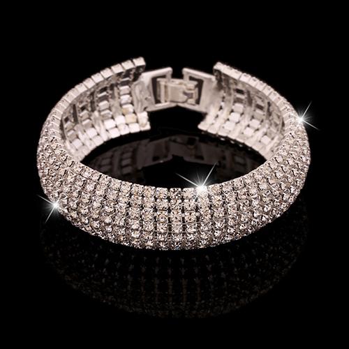 SALES！！ Women Roman Style Wide Bangle Rhinestone Bracelet Wedding Party Jewelry