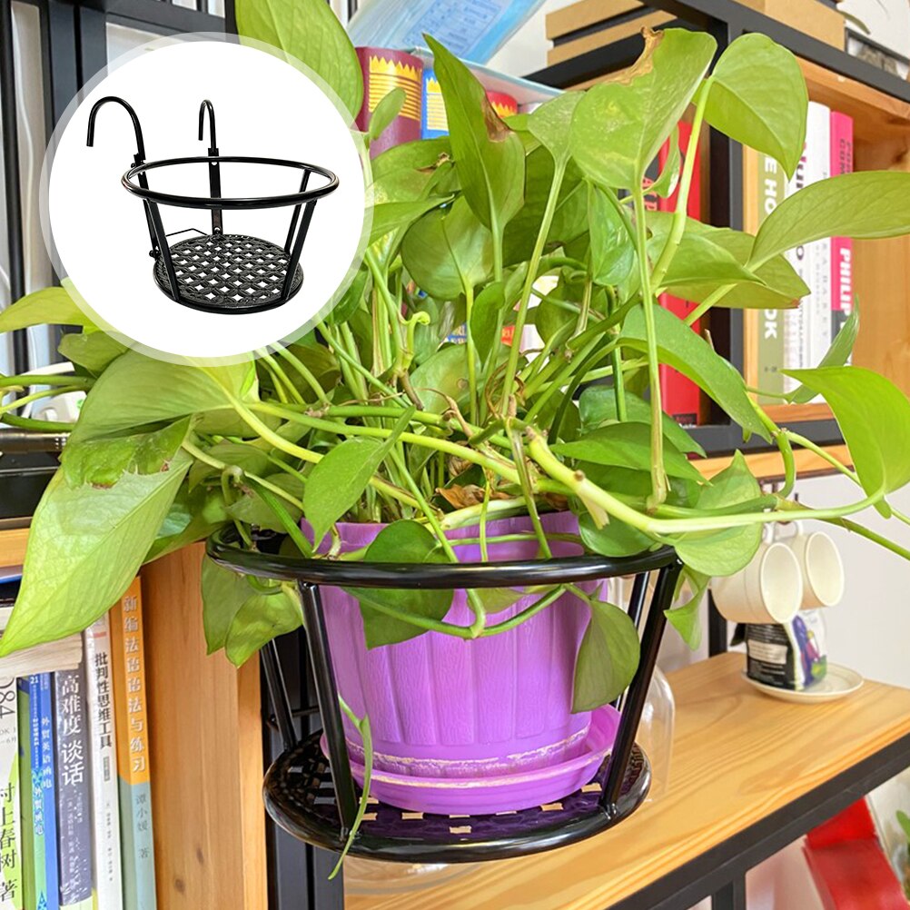 2Pcs Decorative Railing Planters Detachable Hanging Planters Metal Balcony Planters: Default Title