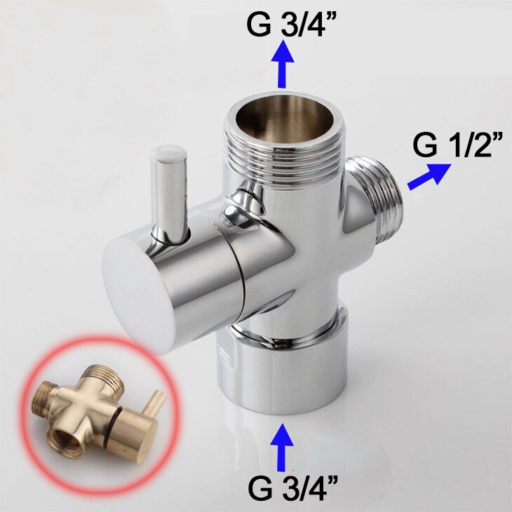 Shower Diverter 3/4" 1/2" BSP for Valve Mixer Rigid Riser, Chrome polished Brass: Black