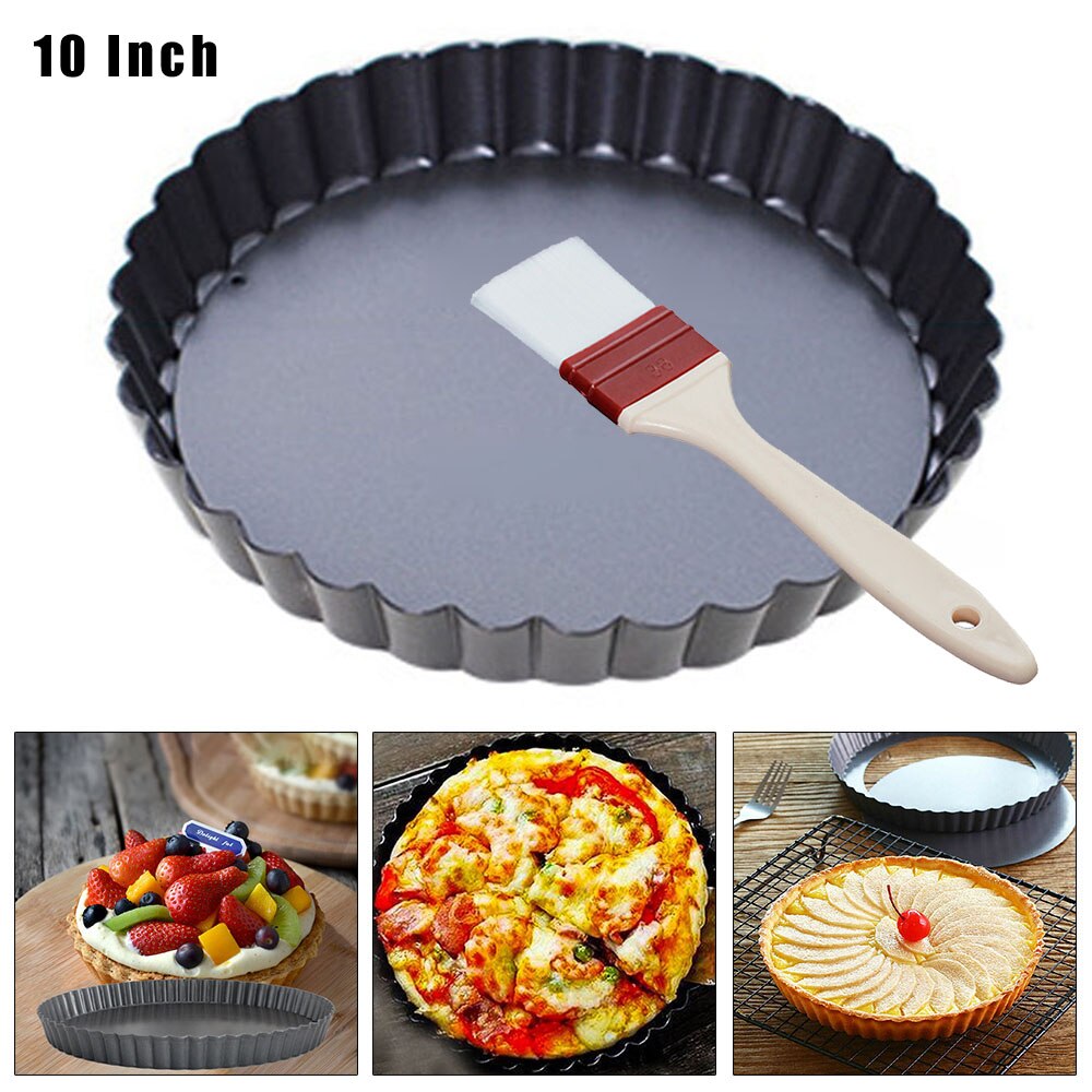 Non-Stick DIY Pizza Plate Removable Bottom Cake Pan Round Baking Tray Kitchen For Bread Loaf Pate Toast Cakes Quiche: 10inch
