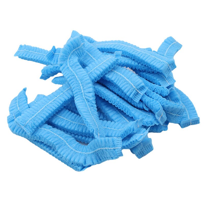 100 PCS Disposable Cap Hat Dust-proof Strip Hood Beauty Salon Cap Protection Cap Bathroom Supplies Gadgets: Blue