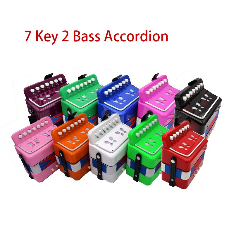 7 Button 2 Bass Accordion Mini Accordion Educational Instrument Rhythm Band Toy Children's Educational 10 Color