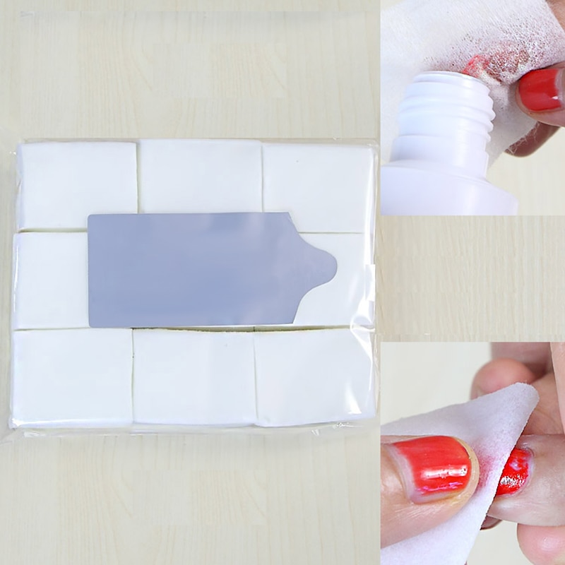 900 Stks/partij Nagellak Remover Nail Doekjes Bad Wegwerp Manicure Gel-Pluizende Doekjes Wit Katoen Cleaner Papier Nail art Tool