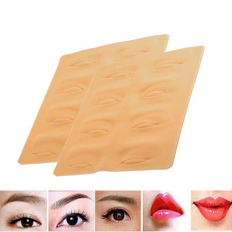 2 pièces 3D Silicone Permanent maquillage yeux lèvres fausse peau tatouage formation pratique fausse peau, 18.9X14.4Cm & 26X15.2Cm