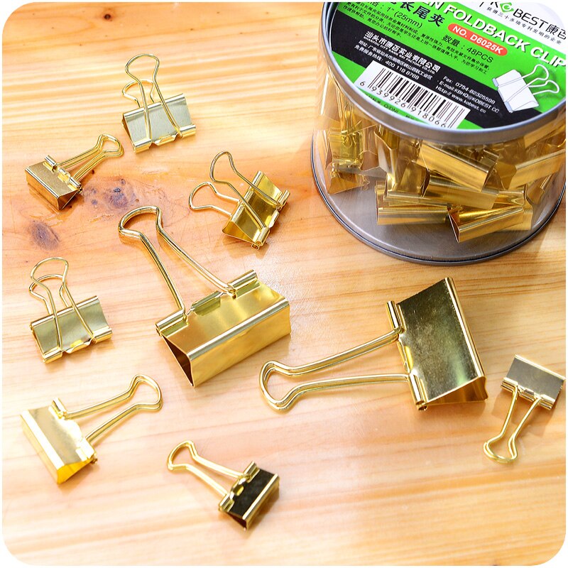 Solid Color Gold Metal Binder Clips Notes Letter Paper Clip Office Supplies paperclips metal paper clips