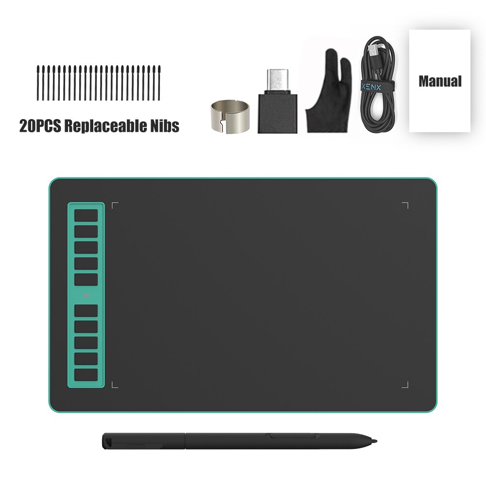 P3 10 "* 6" tavoletta grafica professionale per la scrittura di disegni Osu penna digitale senza batteria a 8192 livelli per PC androide finestre mil: P3 con 20pezzi Nibs