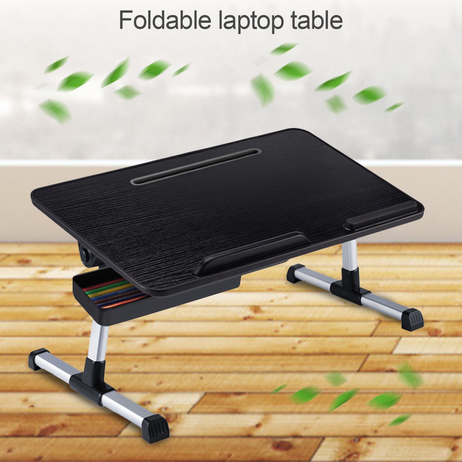 Aluminum Alloy Computer Folding Table Portable Adjustable Laptop Desk Portable Standing Desk With Storage Drawer
