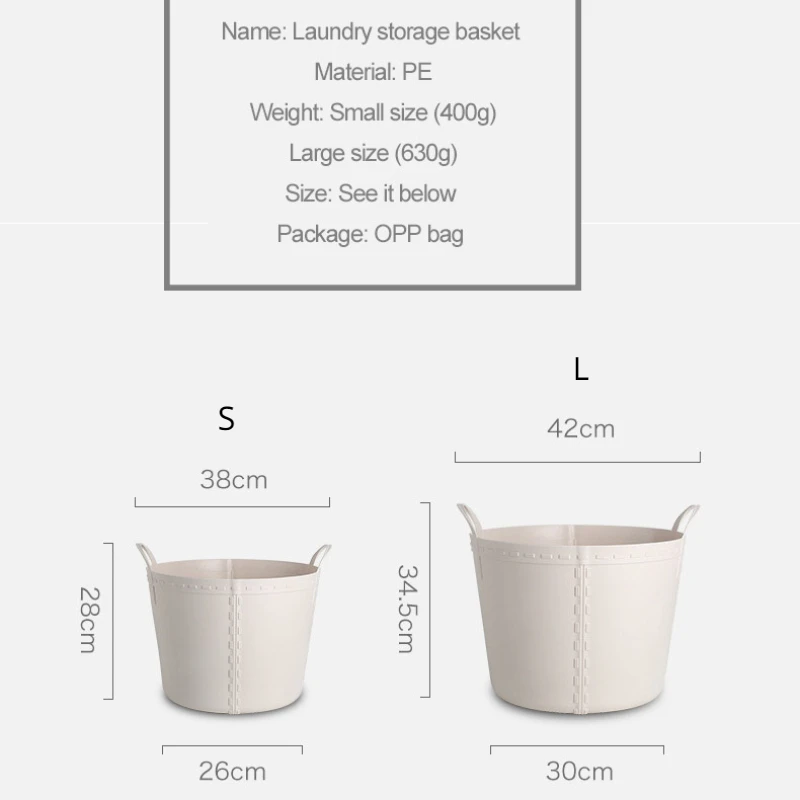 Husholdning enkel rund plast skittentøyskurv hjem bærbar oppbevaringskurv stor badekurv skittentøysbøtte