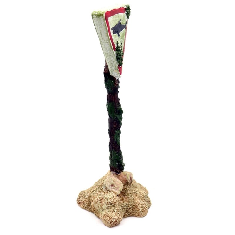 Shark Warning Board Aquarium Décor Ornaments, Warning Sign Sunken Rock, Resin Fish Tank Decorations Remains