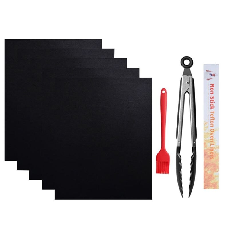 40 x 50cm 5 non-stick återanvändbar bbq grillmatta teflon matlagningsmatta för inomhus utomhus 896a: Default Title