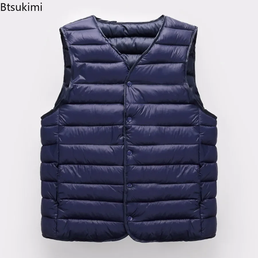 Herfst Winter Heren Mode Mouwloze Donzen Katoenen Vesten Warm Lichtgewicht Binnenkleding Vesten Casual Veelzijdig Man Vest Jas