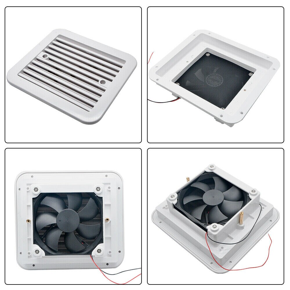 12V Side Exhaust Outlet Unidirectional Dust proof Ventilation Fan Caravan Van RV Mute One-way Dustproof Ventilation Fan