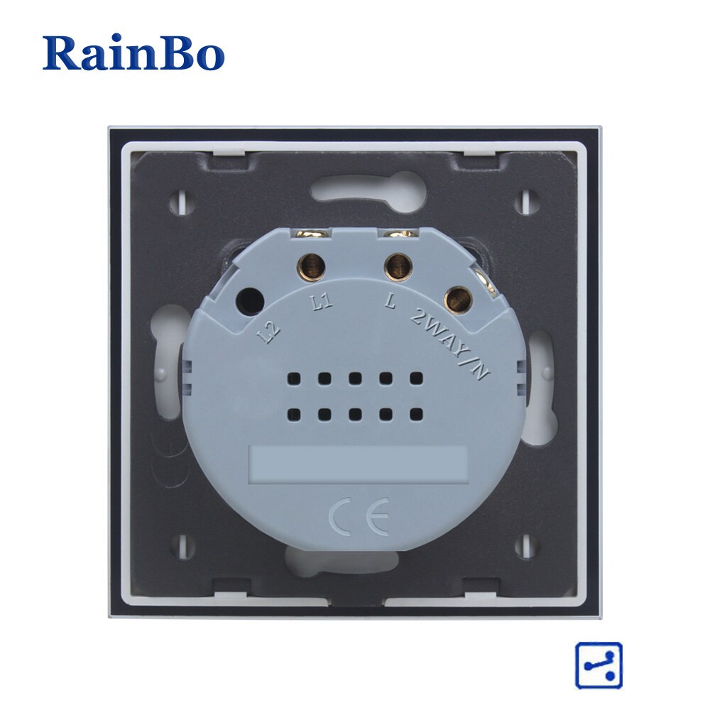 RainBo -Kristal Glas-Panel muur-schakelaar EU-Standaard 110 ~ 250V Touch-Schakelaar screen-Wall Light-Schakelaar 1gang-2way A1912CW/B