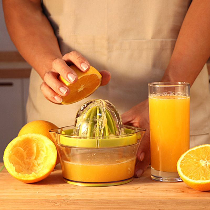 Citronpress med behållare 4 in 1 manuell apelsinjuicer 400ml multifunktion lime citrusfruktpress