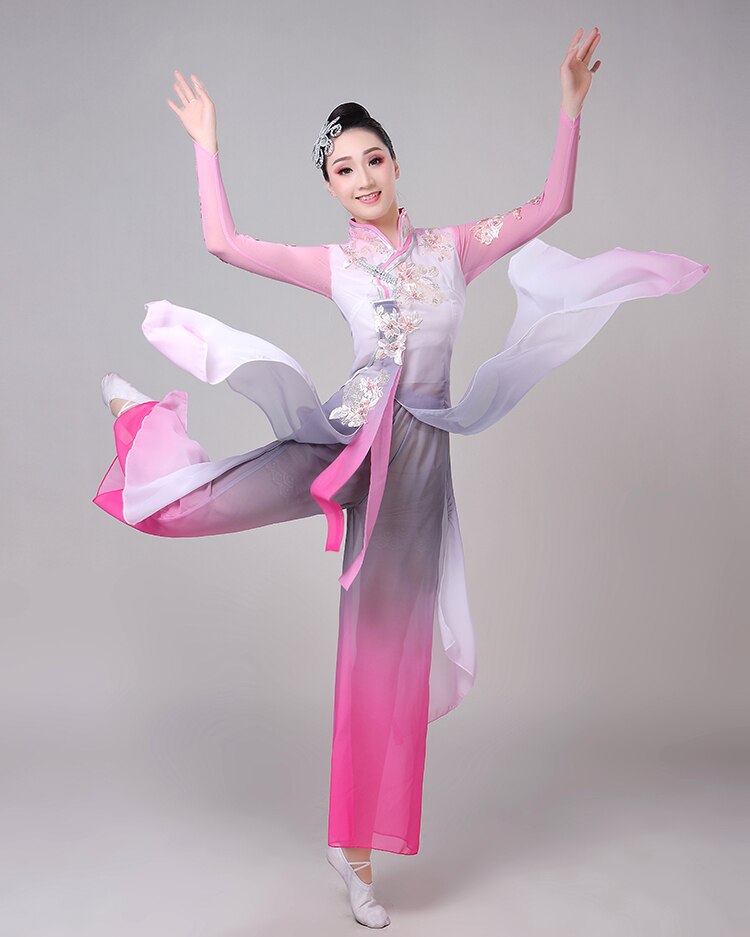 Square Dance Costume China-Chic Classical Dance Folk Dance Gauze Dress Pants Performance Suit I3692244297