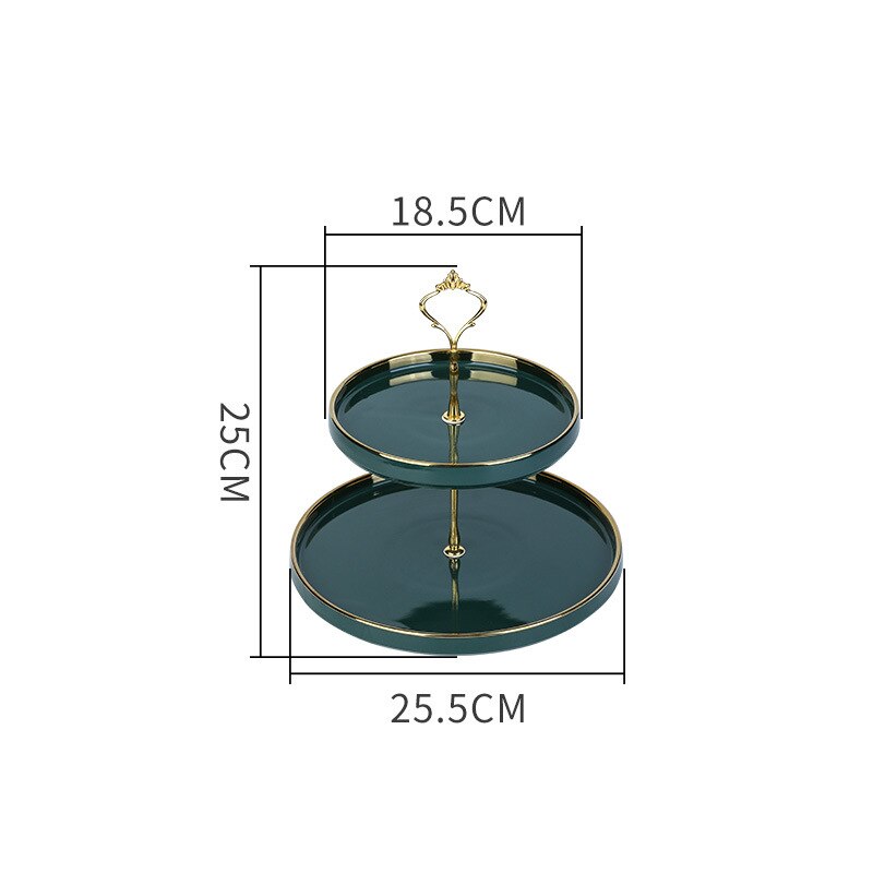 2 & 3 Tier Ceramic Plate Gold Rim Cake Stand Fruit Dessert Dish Home Party Decoration Porcelain Pastry Serving platter: A02 Two layer