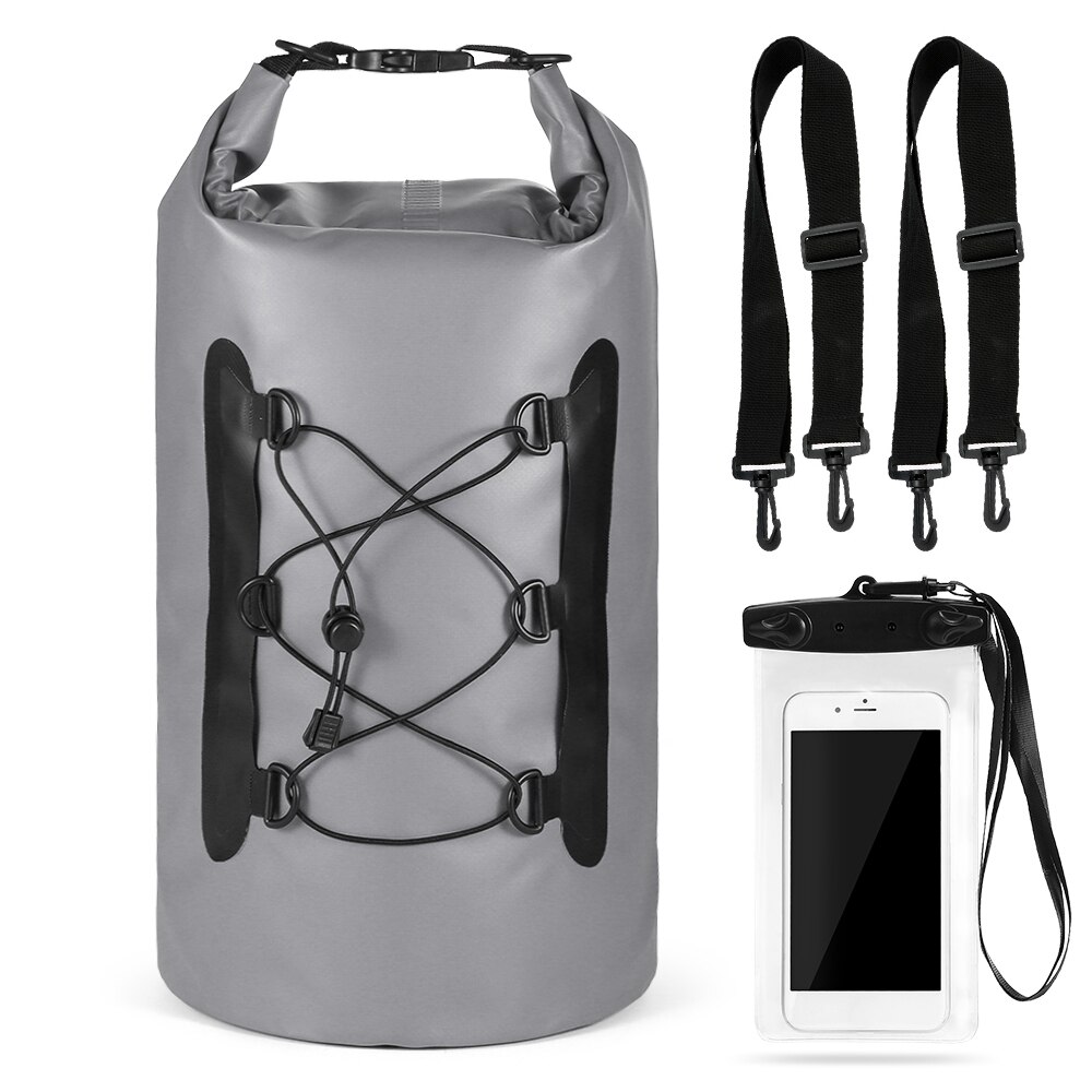 Mochila impermeable de 15L para exteriores, bolsa flotante de agua, Rollo superior, para kayak, Rafting, canotaje, río, Trekking, piscina: Gery