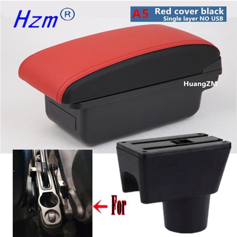 For Renault Dacia Duster I armrest box For Renault Duster Center Storage box car accessories Interior With USB LED: A5 Red black No USB