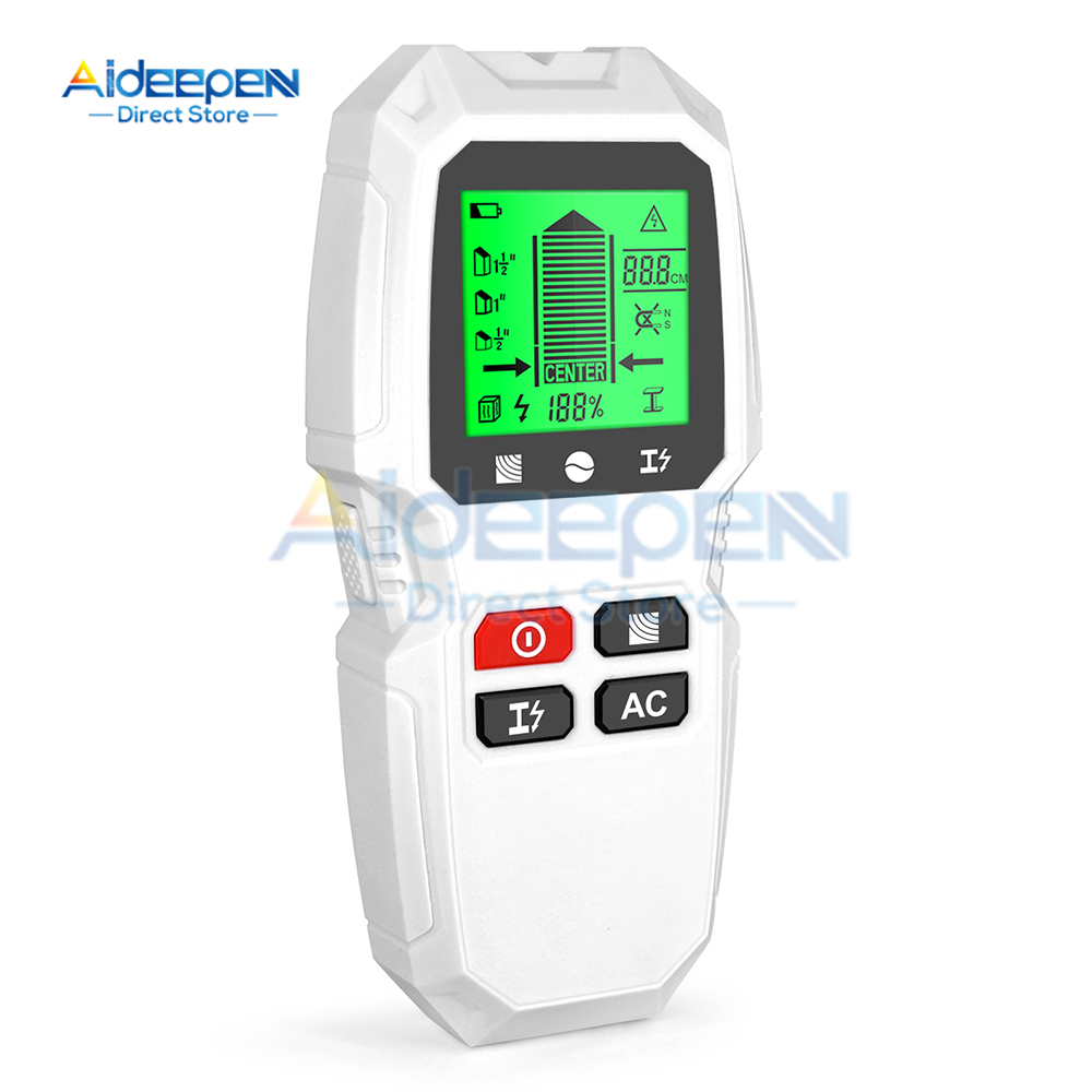 HW-QB6 Wall Stud Finder Sensor Wandscanner 5-in-1 LCD Elektronische detector Edge Center Houtstroom Metaal Live Draden Detectie: Goud