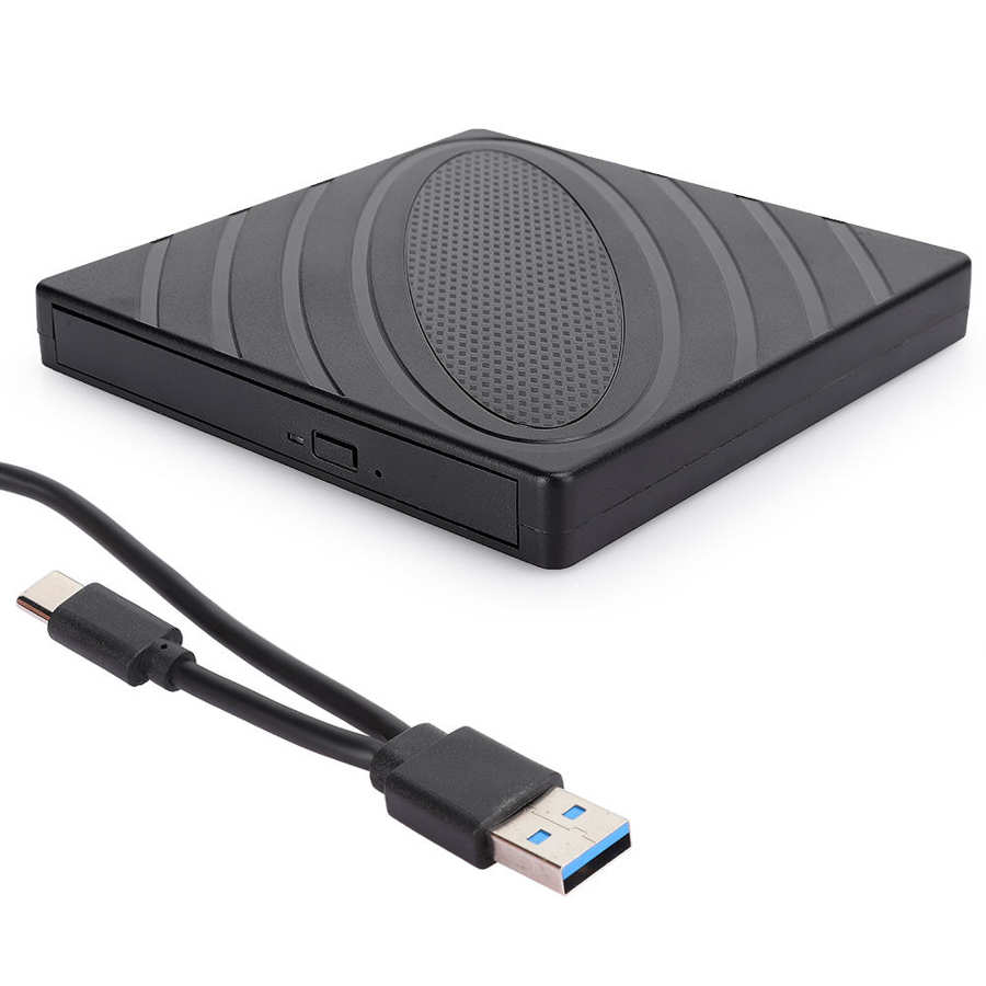 Optisches Laufwerk Externe Ultra Dünne Runde DVD Brenner XD005 USB 3,0 Integrieren USB + Typ-C Draht Schwarz