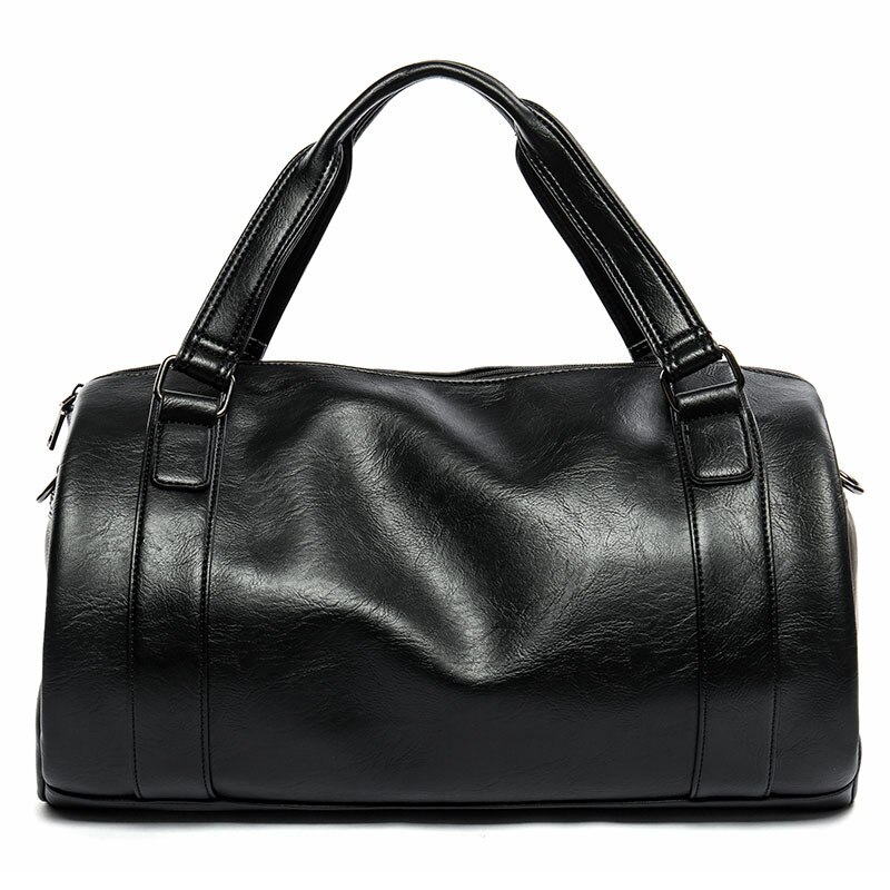 Mannen Mode Emmer Reistas Waterdicht Pu Lederen Bagage Tas Mannelijke Effen Zwarte Handtas Grote Schoudertas Casual Tote retro