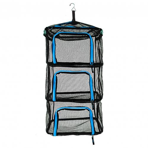 Pliable 4 couches suspendus séchage Net pêche étendoir avec fermetures à glissière séchoir maille poisson légumes fruits herbe suspendus Net sec Cage: Bleu