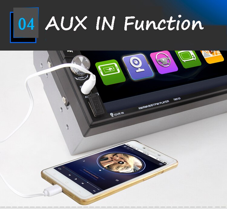 2 Din Bluetooth Car Radio 6.6" hand-free USB/AUX/SD 12 languages Touch Screen FM Remote Control Stereo MP5 Player