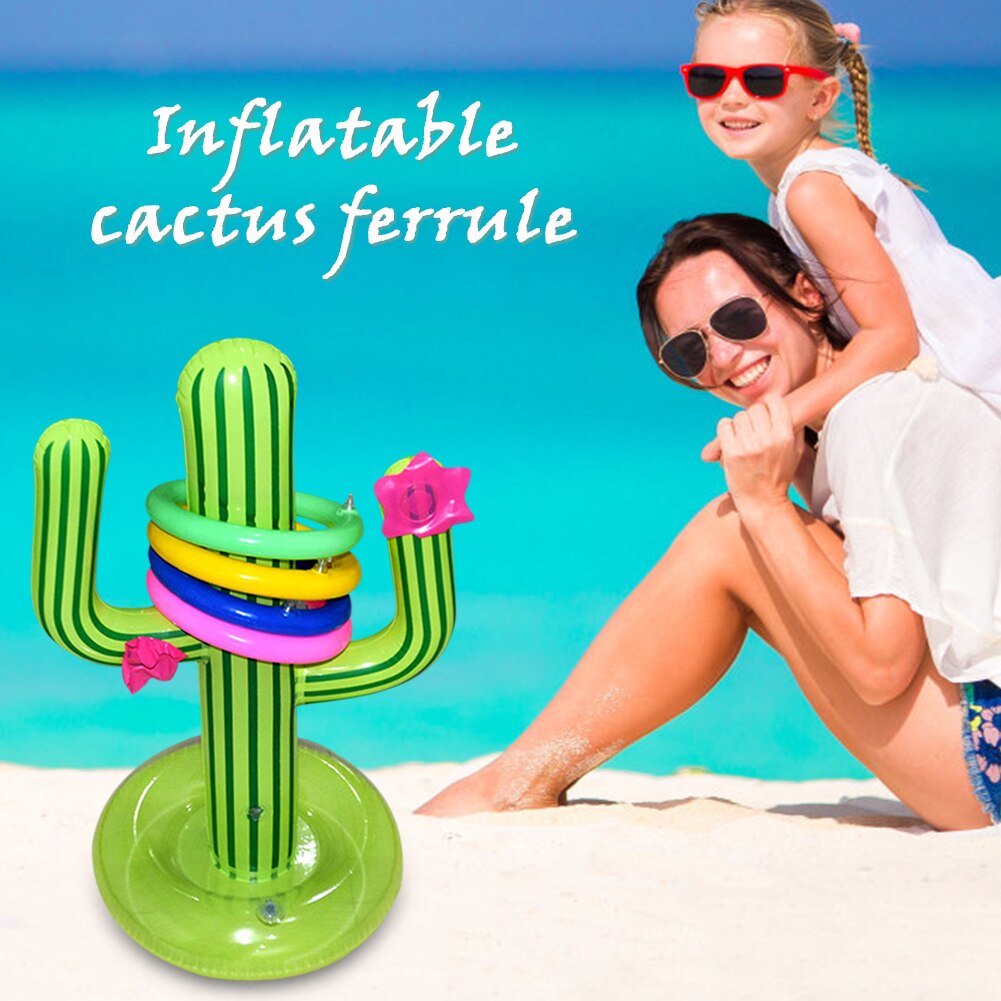 Inflatable Cactus Ring Toss Game Set Target Toss Ferrules Floating Swimming Ring Classic Children Intelligence Interactive Game