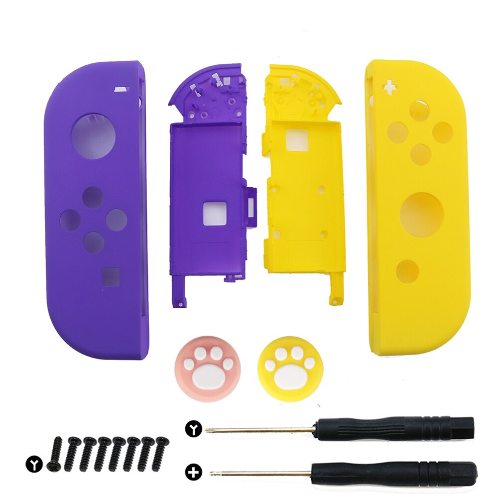 YuXi Plastic Right Left Housing Shell Case Cover for Nintendo Switch NS NX Joy-Con Controller with Silicone Analog Thumb Grip: IF