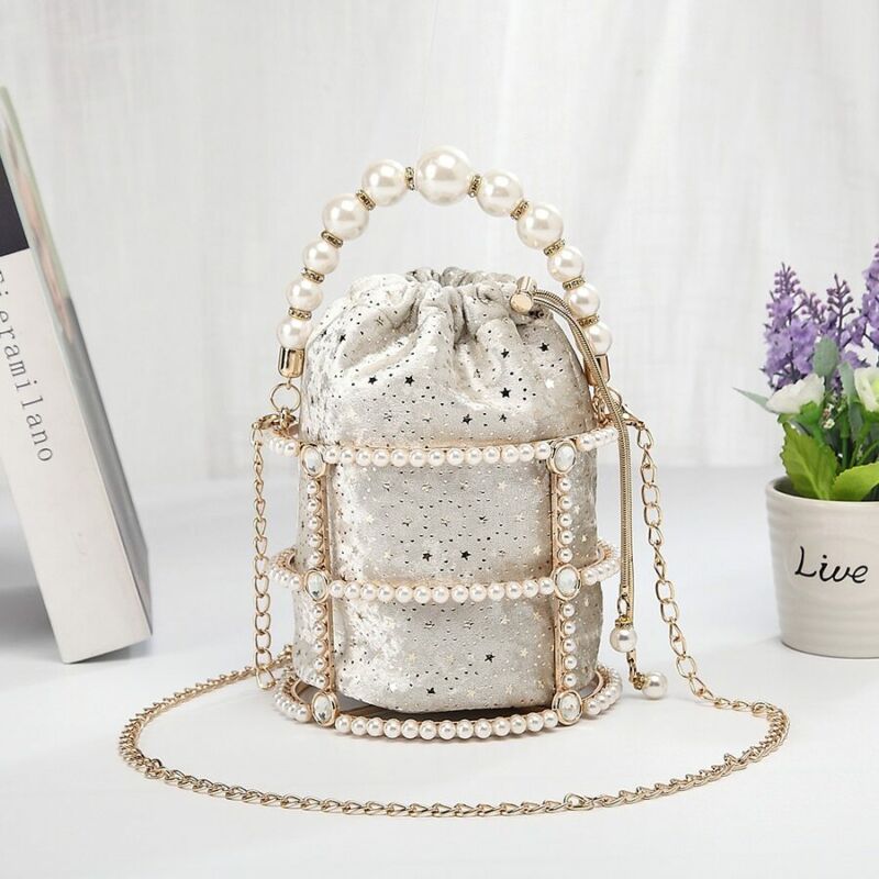 Aushöhlen Perle Eimer Abend Tasche Frauen Luxus Koreanische Handgemachte Heißer Persönlichkeit Elegante Partei